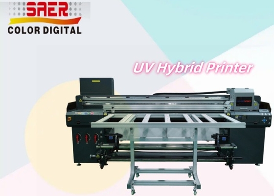 Hybrid UV Printer For Different Material PVC / Soft Film / Leather Printing Waterproof Scratch Resistant 1.8m UV Printer