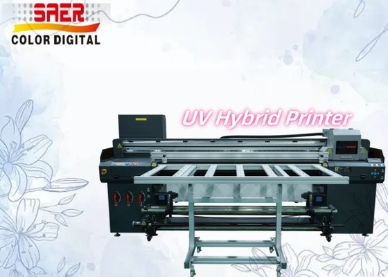 UV Hybrid Printer 3 or 4 Heads Wide Format Inkjet Printer Flatbed and Roll to Roll UV Printing Machine