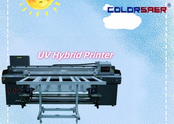1.8m UV Hybrid Printer CMYKW Varnish Artistic Printing UV Flatbed And Roll To Roll Printer