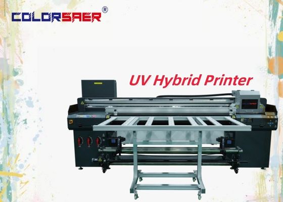 1.8m Wide 3/4 Printheads Digital UV Inkjet Hybrid Printer For Roll To Roll And Irregular Shape Printing